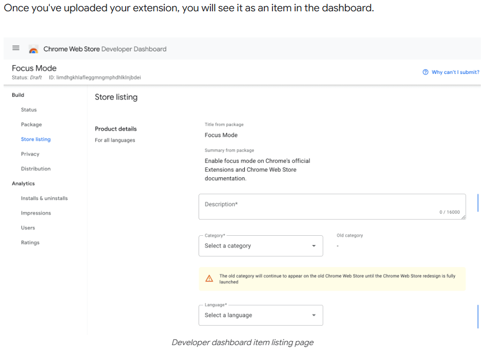 Platzhalter: Screenshot des Chrome Web Store Developer Dashboard mit Extension-Upload und Metadaten-Formular p2